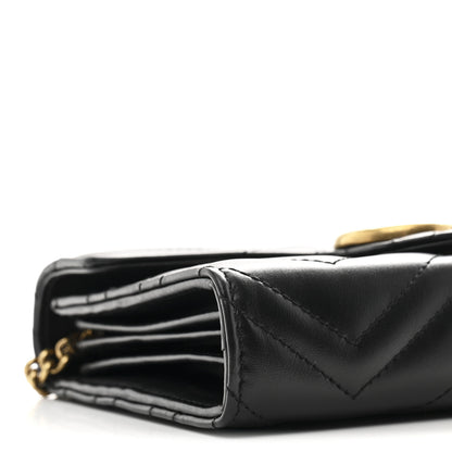 Gucci Calfskin Matelasse GG Marmont Chain Wallet Black 9 of 12