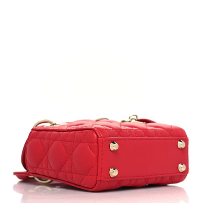 Christian Dior Lambskin Cannage Micro Lady Dior Red 4 of 10