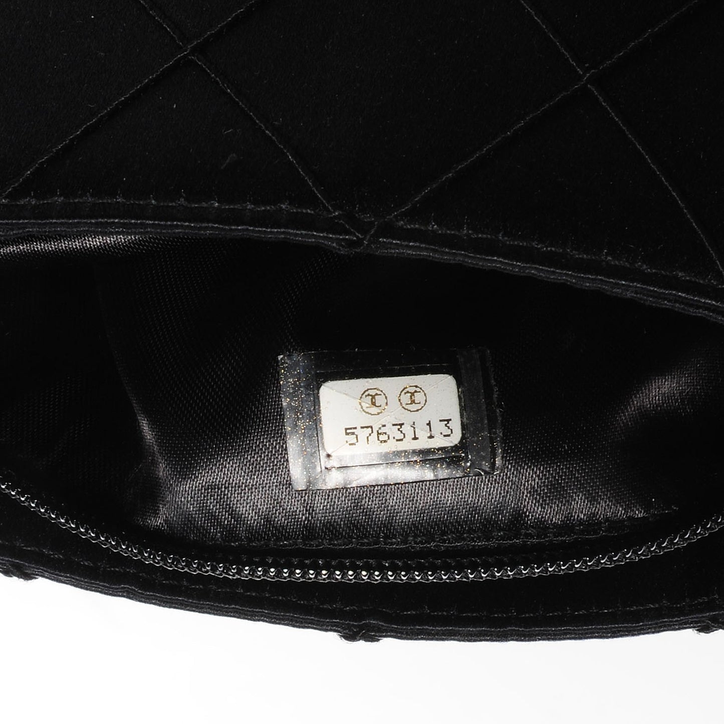 Satin Quilted Tassel Evening Bag Black