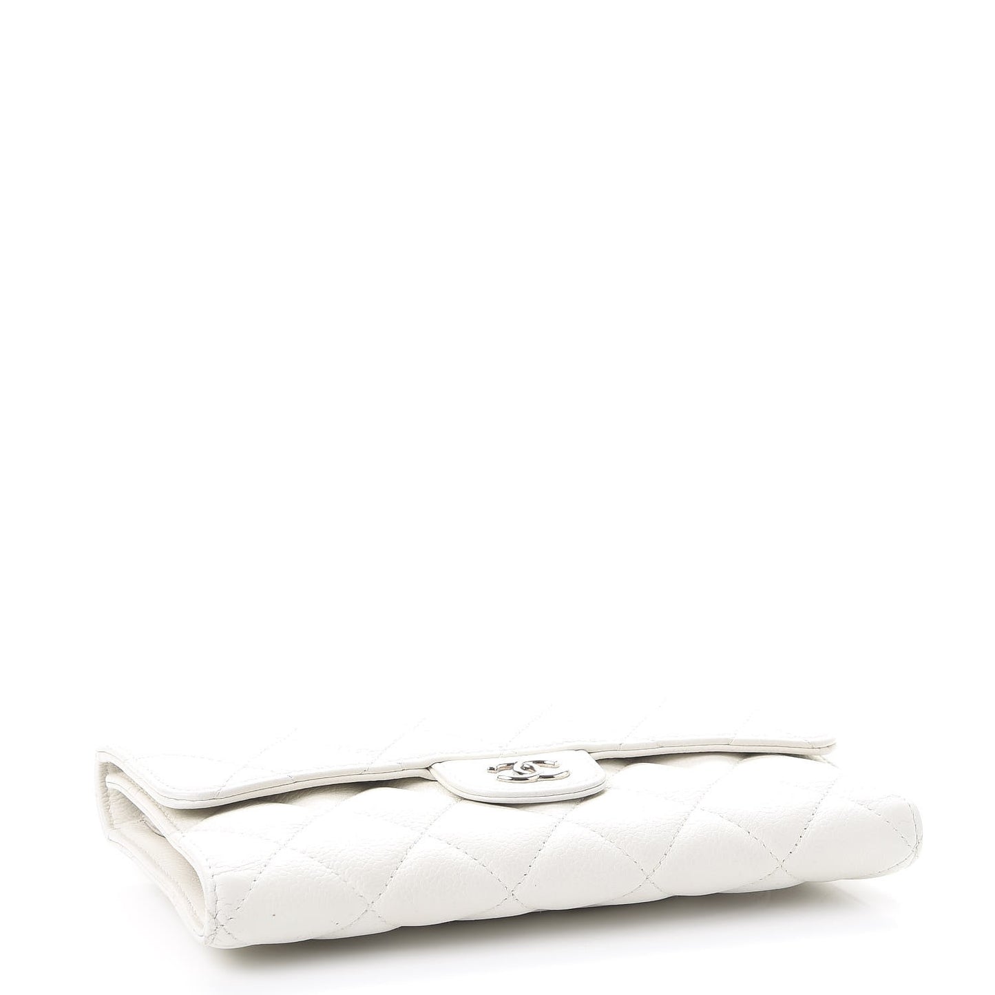 Caviar Quilted Large Flap Wallet White