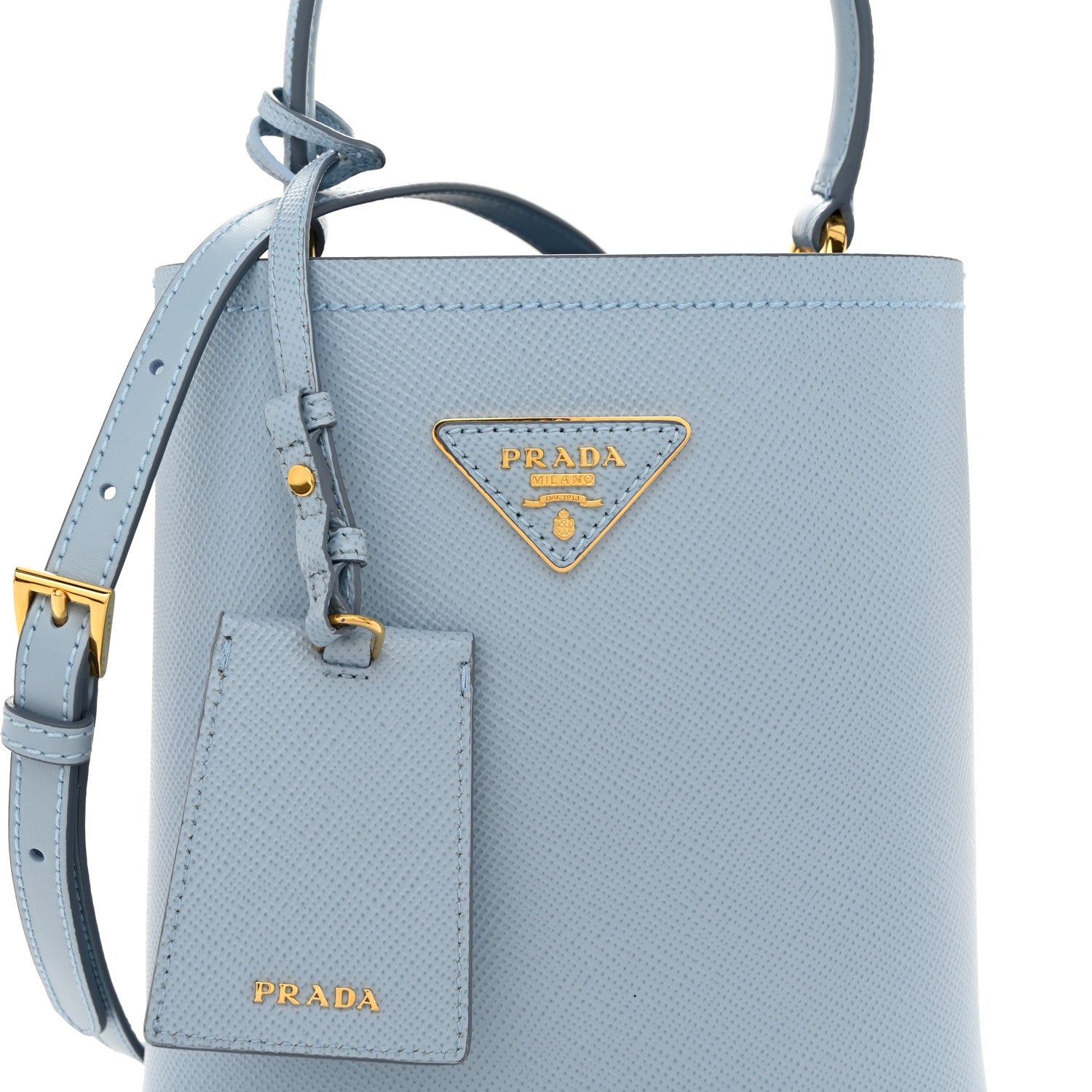 Prada Saffiano Cuir Calfskin Small Panier Bucket Bag Astrale 8 of 10