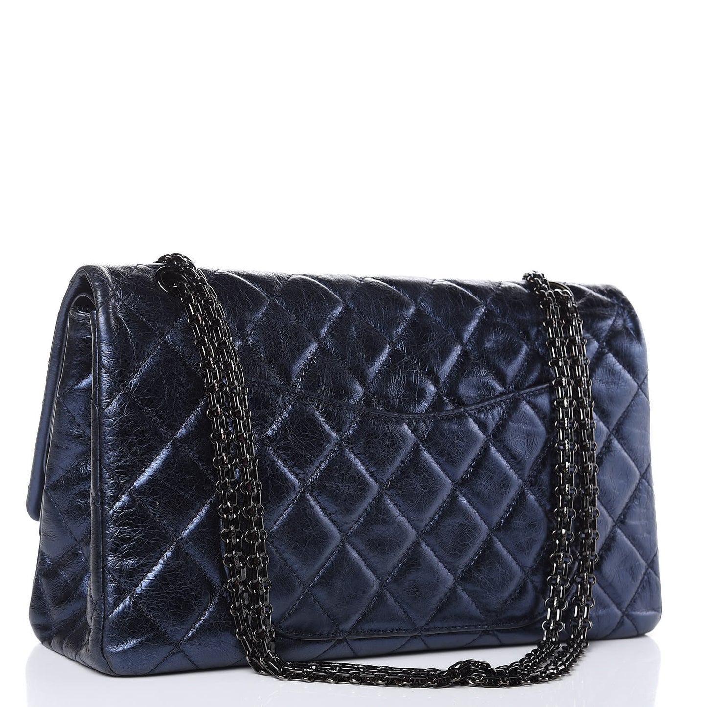 Metallic Aged Calfskin Quilted 2.55 Reissue 227 Flap Blue