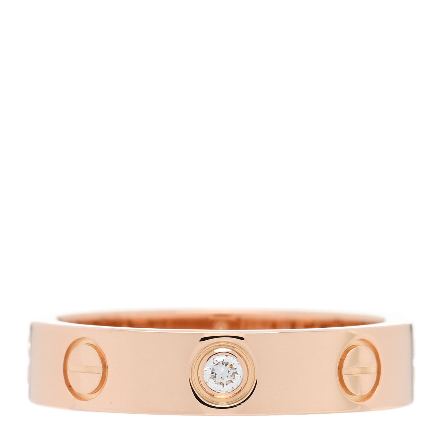 Cartier 18K Pink Gold Diamond 4mm LOVE Wedding Band Ring 48 4.5 1 of 4
