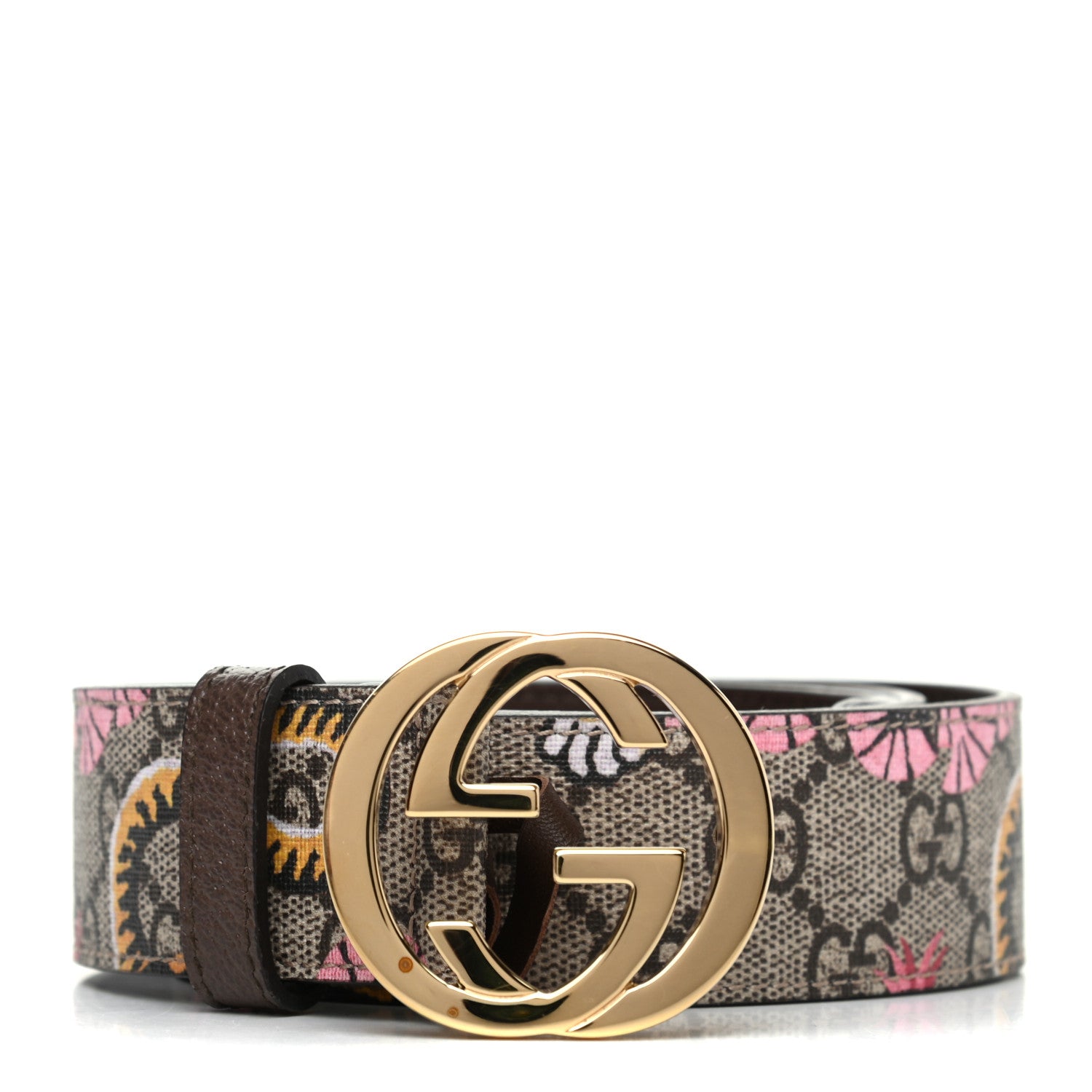 Gucci GG Supreme Monogram Bengal Interlocking G Belt 85 34 Beige Pink 1 of 3