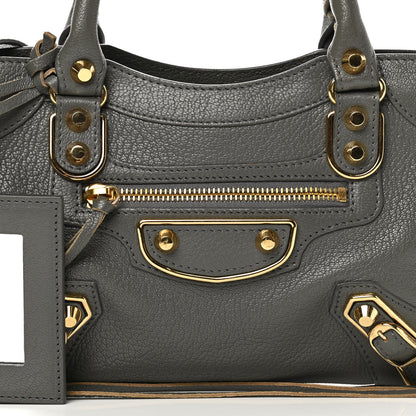 Balenciaga Chevre Gold Metallic Edge Hardware Mini City Gris Acier 8 of 11