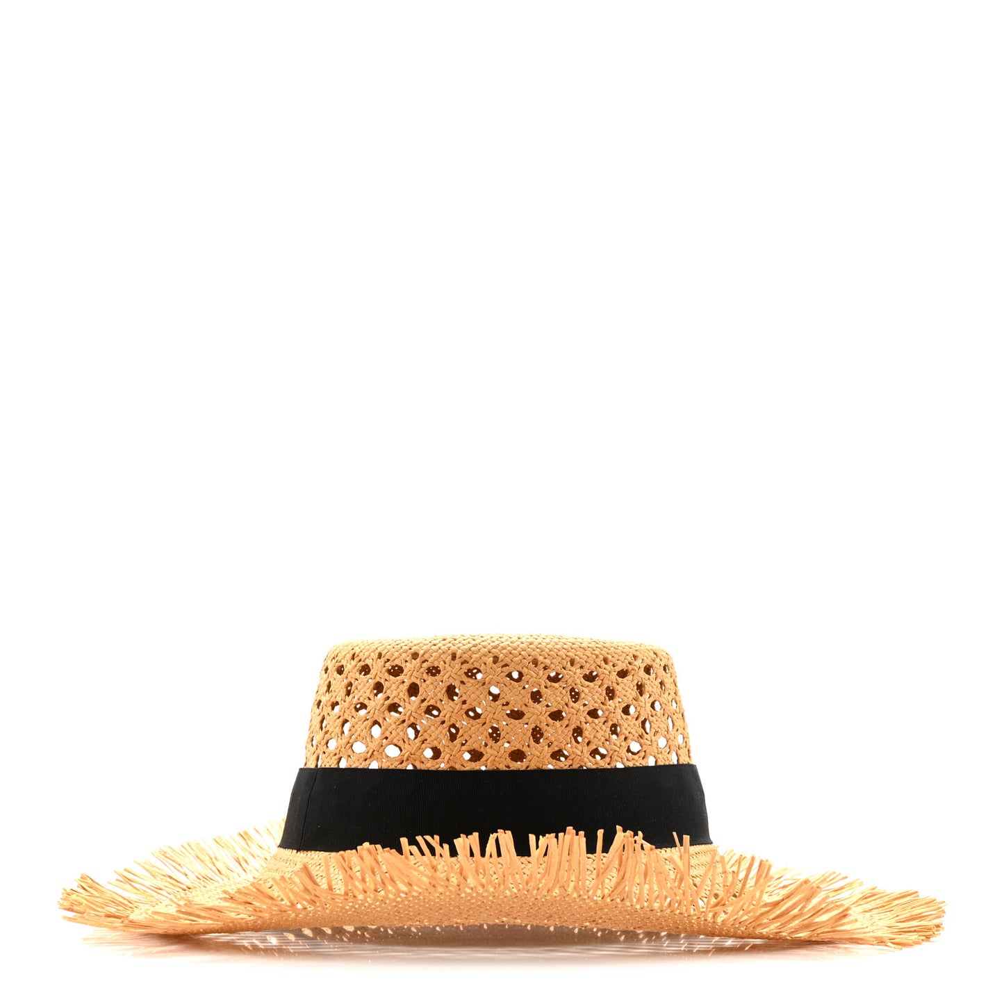 Straw Embroidered Bob Naughtily Large Brim Hat 57 Natural Black
