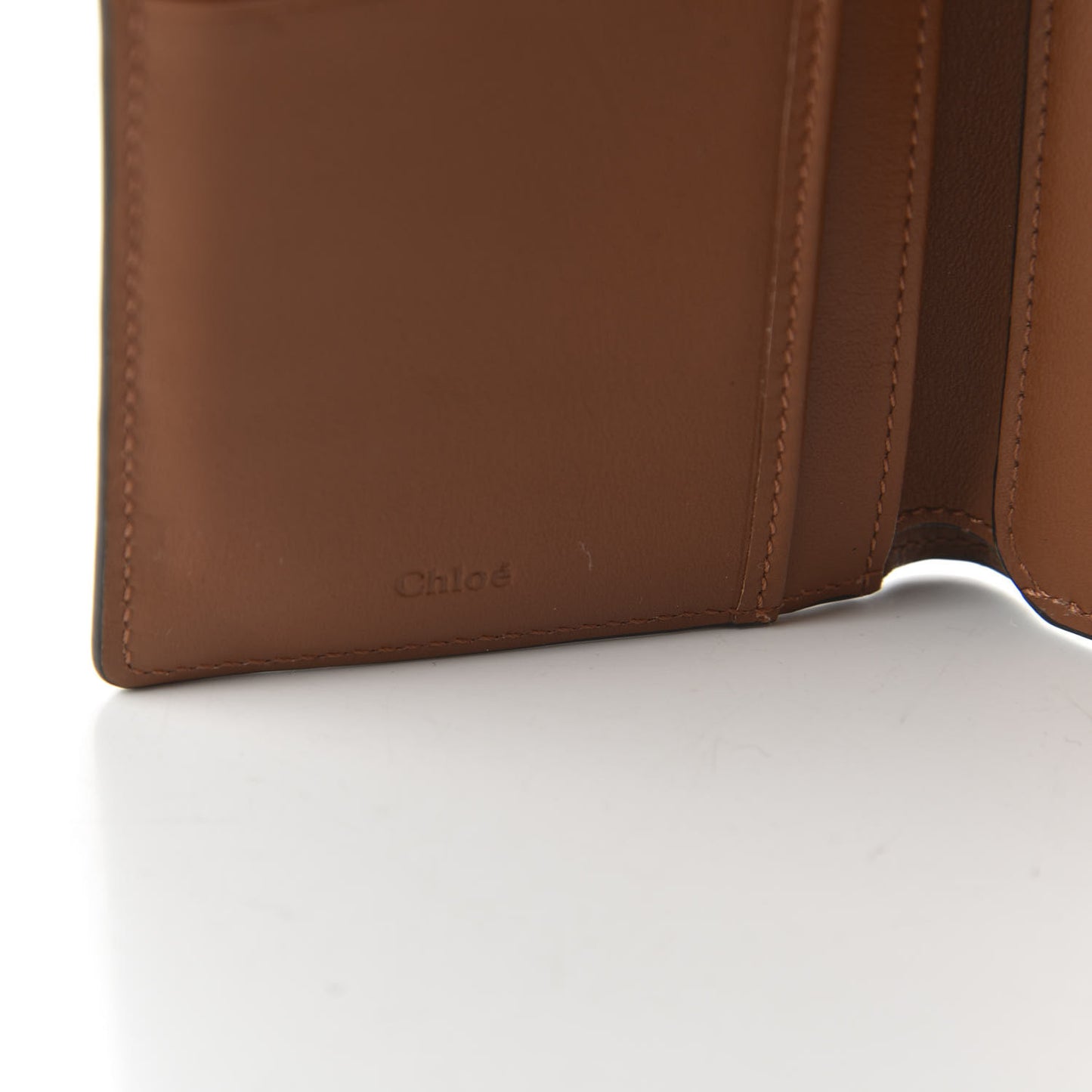 Calfskin Alphabet Compact Wallet Caramel
