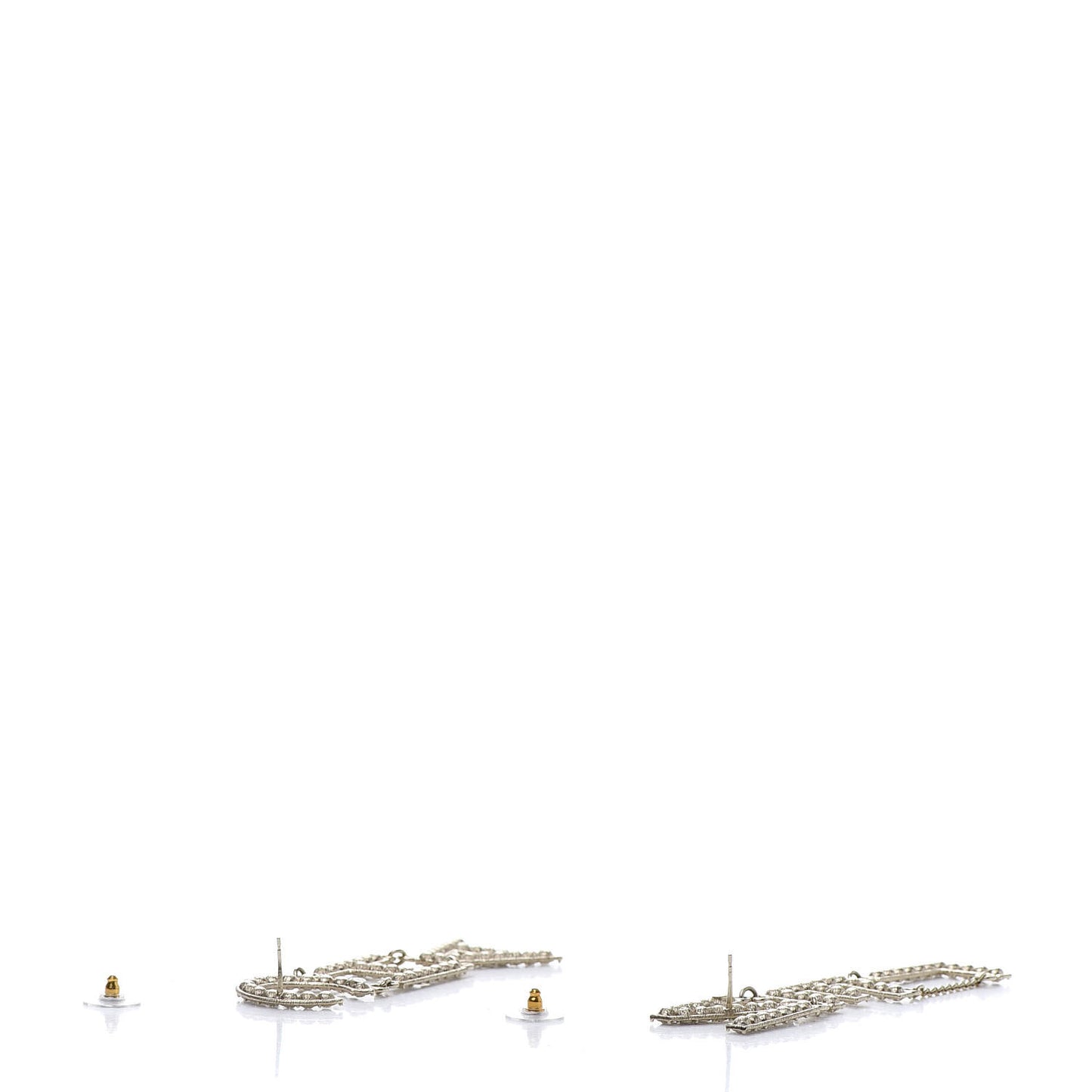 Crystal Cha-Nel Logo Drop Earrings Gold