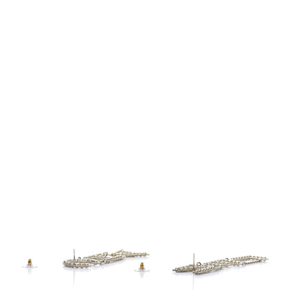 Chanel Crystal Cha-Nel Logo Drop Earrings Gold 3 of 5