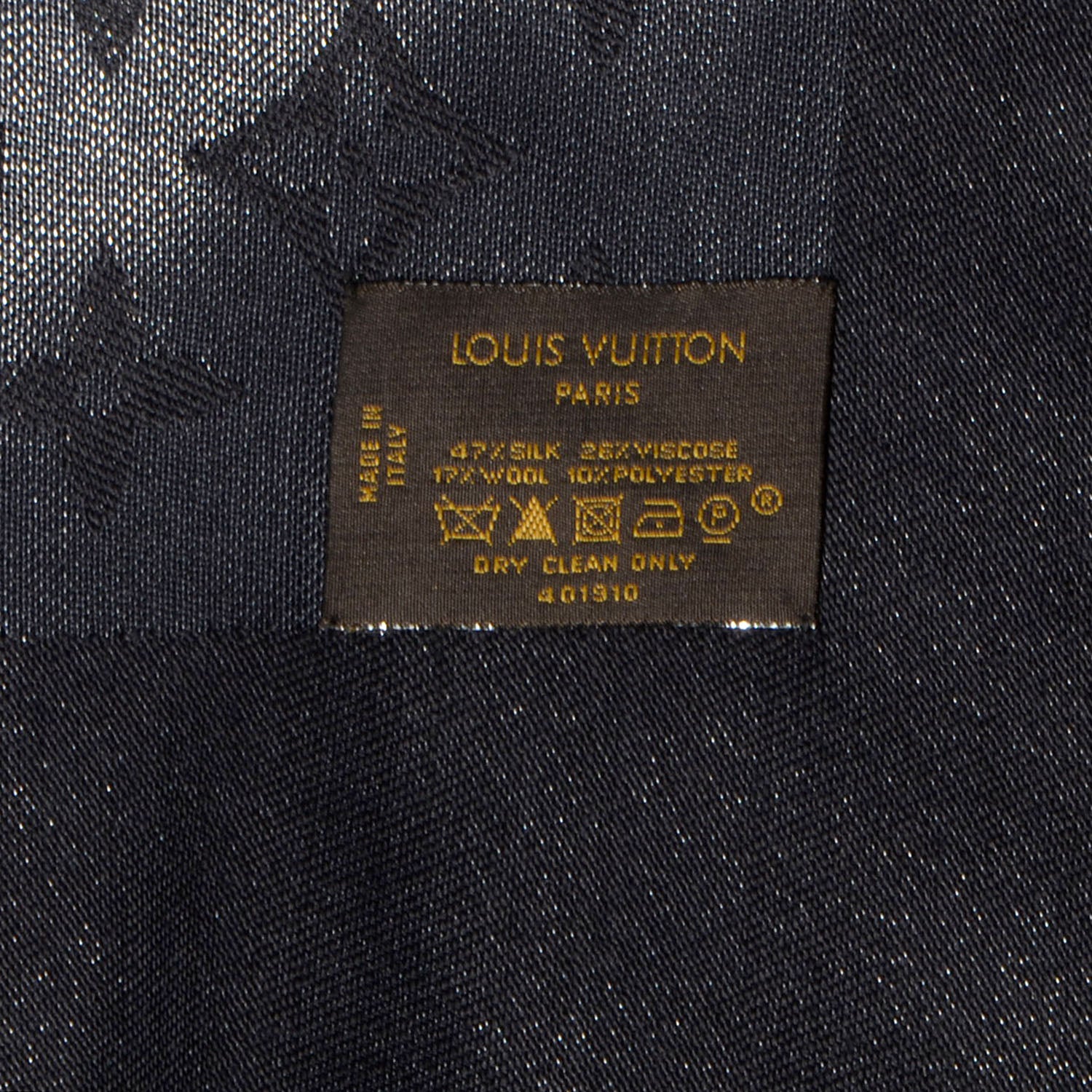 Louis Vuitton Silk Lurex Wool Monogram Shine Shawl Black 4 of 4