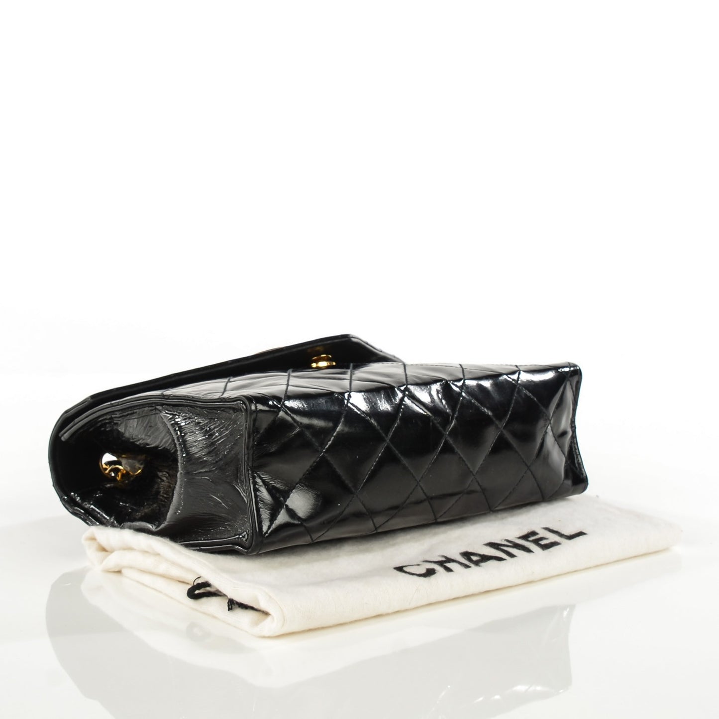 Patent Quilted Envelope Flap Black