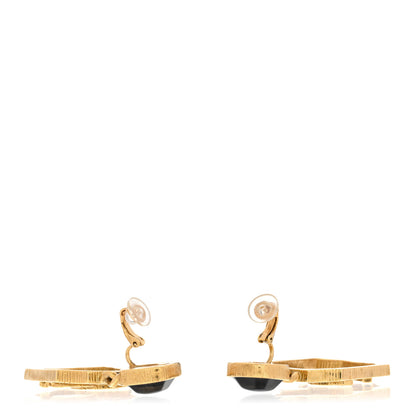 Chanel Metal Pearl CC Drop Clip On Earrings Gold Black 3 of 5