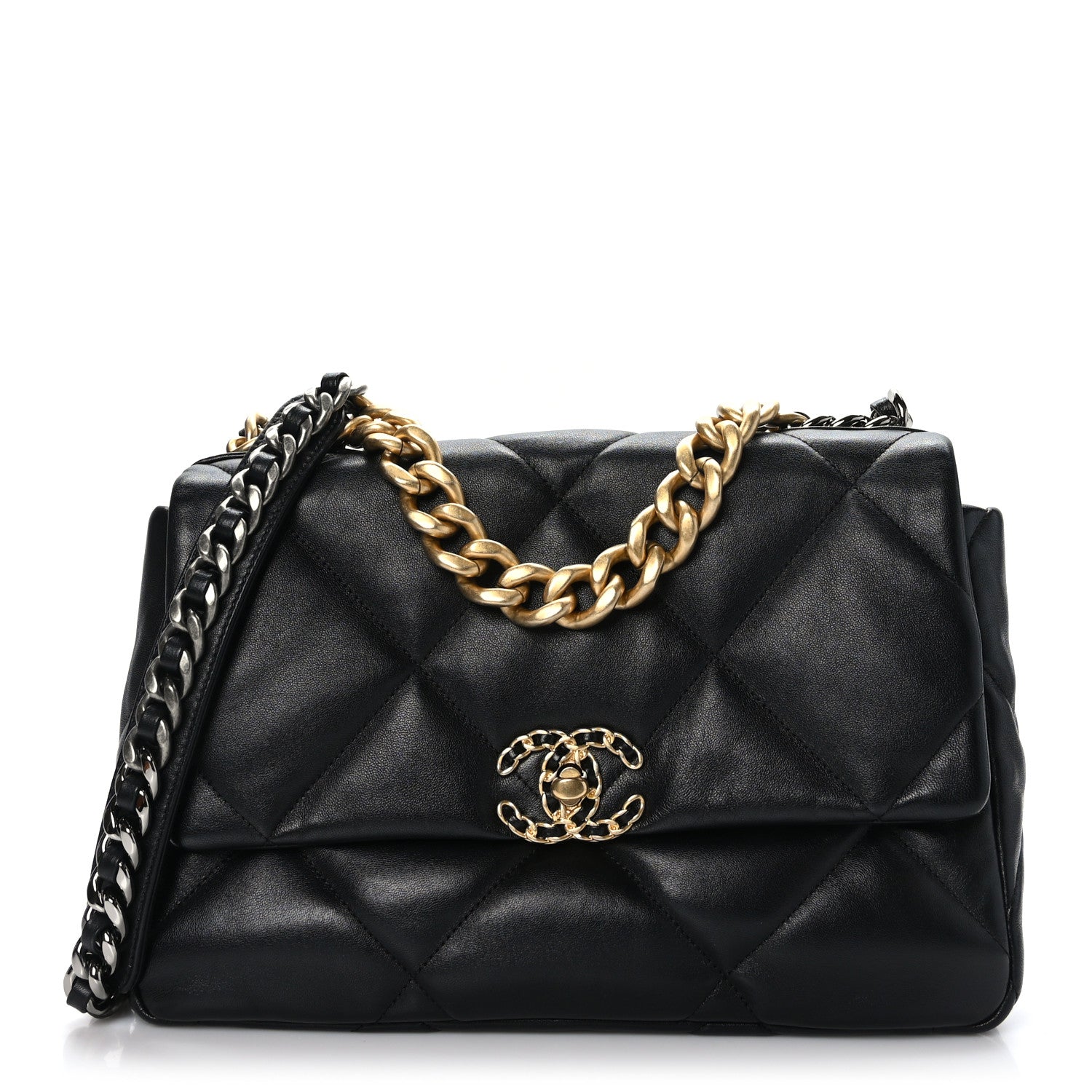 Chanel Goatskin Quilted Large Chanel 19 Flap Black 1 of 9