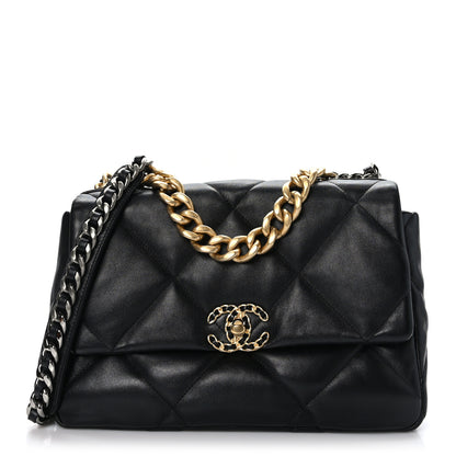 Chanel Goatskin Quilted Large Chanel 19 Flap Black 1 of 9