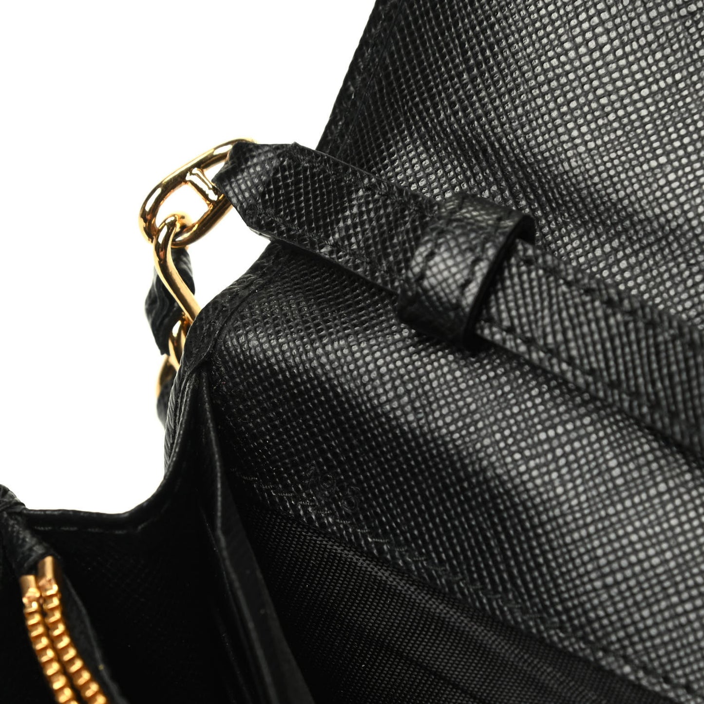 Saffiano Metal Oro Chain Wallet Black