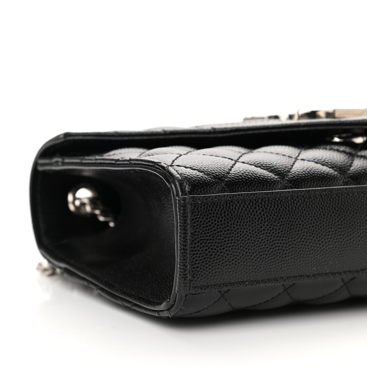 Grain De Poudre Textured Mixed Matelasse Triquilt Small Monogram Satchel Black