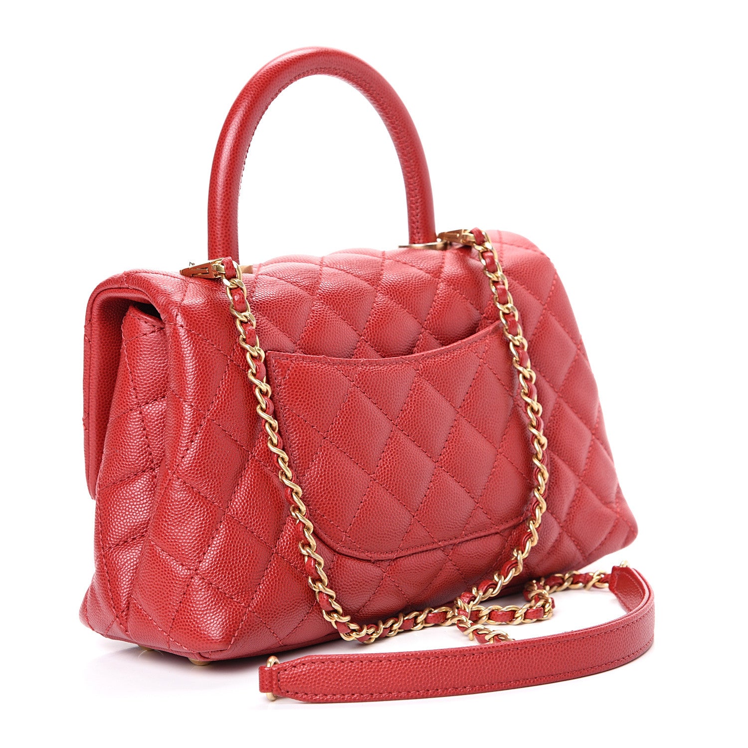 Chanel Caviar Quilted Mini Coco Handle Flap Dark Red 2 of 10