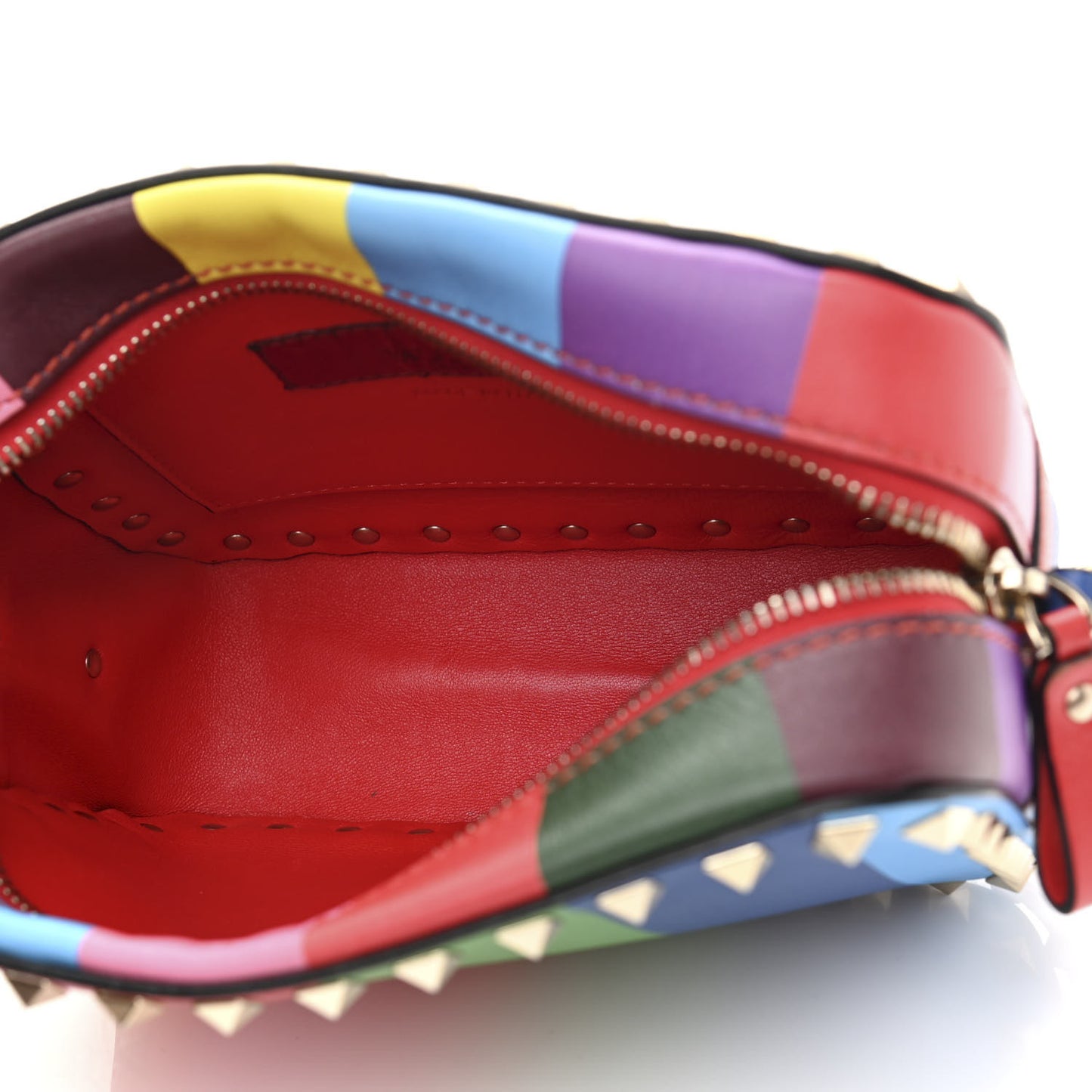 Vitello 1973 Rockstud Camera Crossbody Bag Multicolor