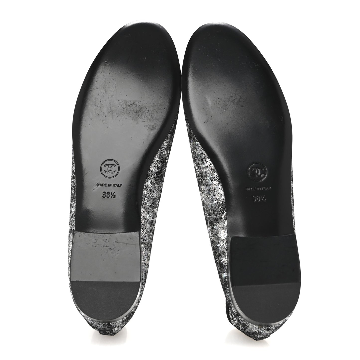 Metallic Calfskin Hologram Cap Toe Ballerina Flats 38.5 Silver