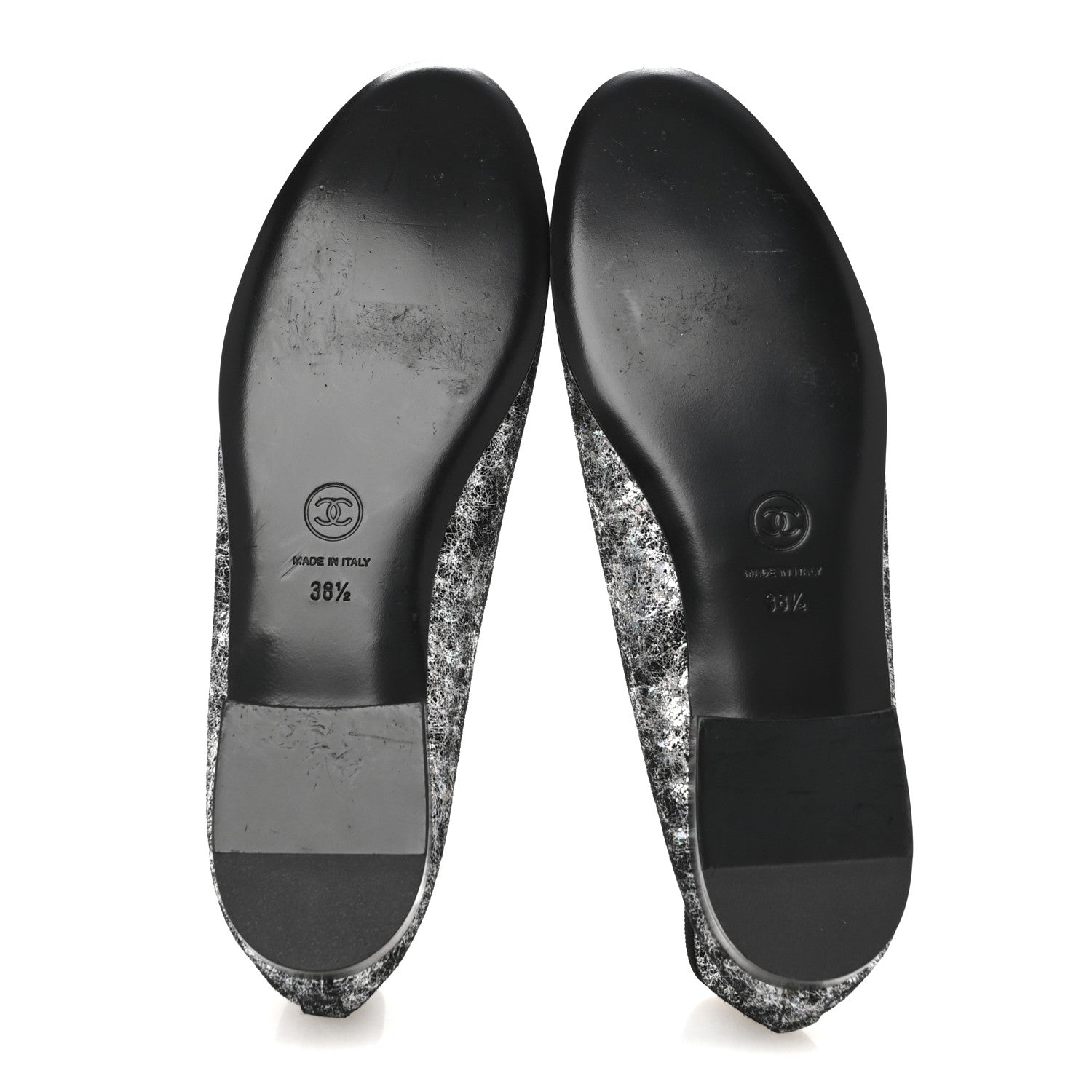 Chanel Metallic Calfskin Hologram Cap Toe Ballerina Flats 38.5 Silver 6 of 10