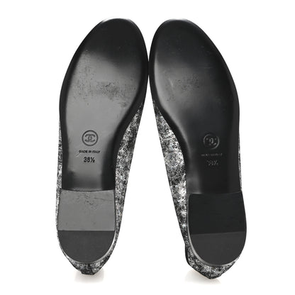 Chanel Metallic Calfskin Hologram Cap Toe Ballerina Flats 38.5 Silver 6 of 10