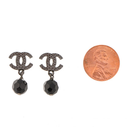 Chanel Ruthenium Bead CC Drop Earrings Black 2 of 4