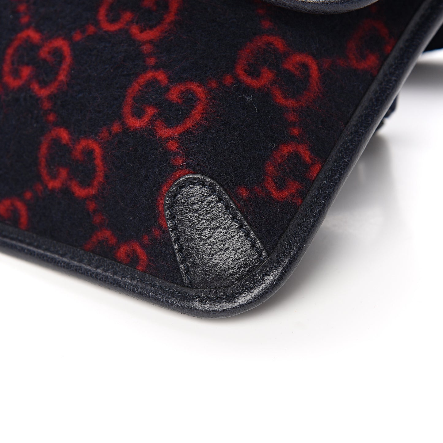 Covered Wool GG Monogram Slim Belt Bag Navy Red