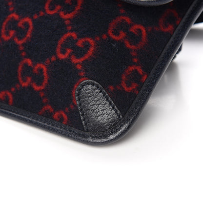 Gucci Covered Wool GG Monogram Slim Belt Bag Navy Red 9 of 10