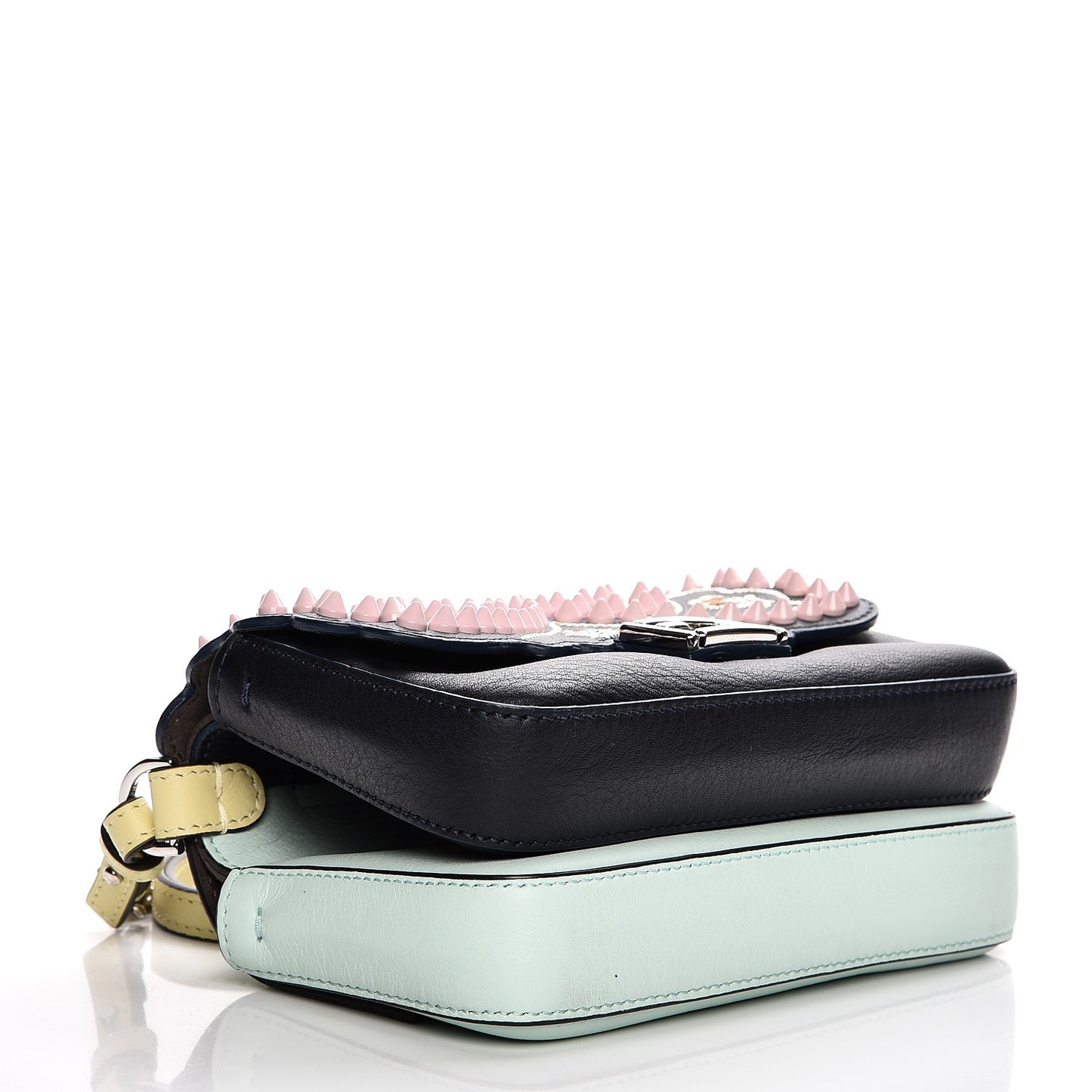 Vitello Dolce Flowers and Bows Bi-Color Scalloped Micro Double Baguette Blue Notte Fairy Green Multicolor