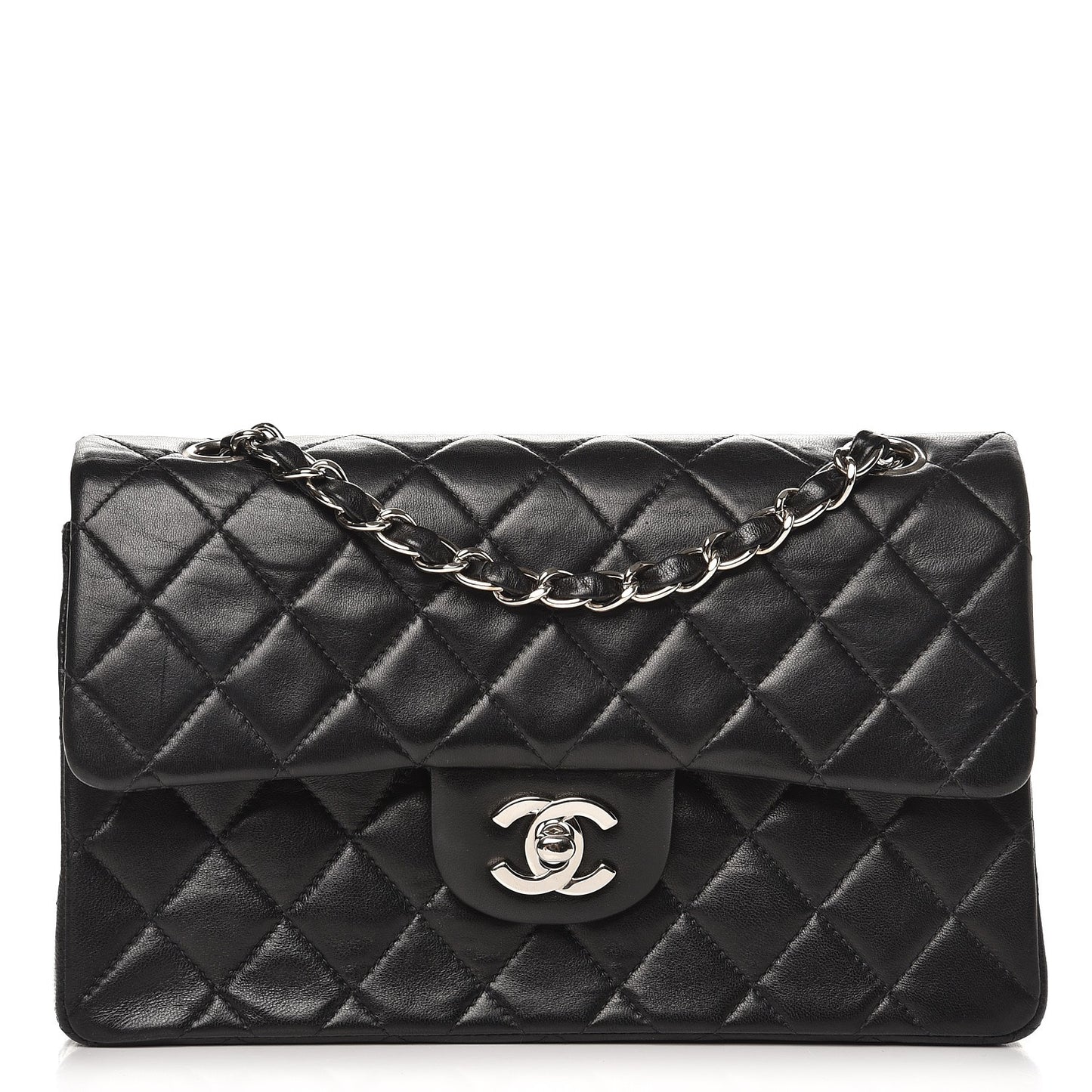 Lambskin Quilted Small Double Flap Black