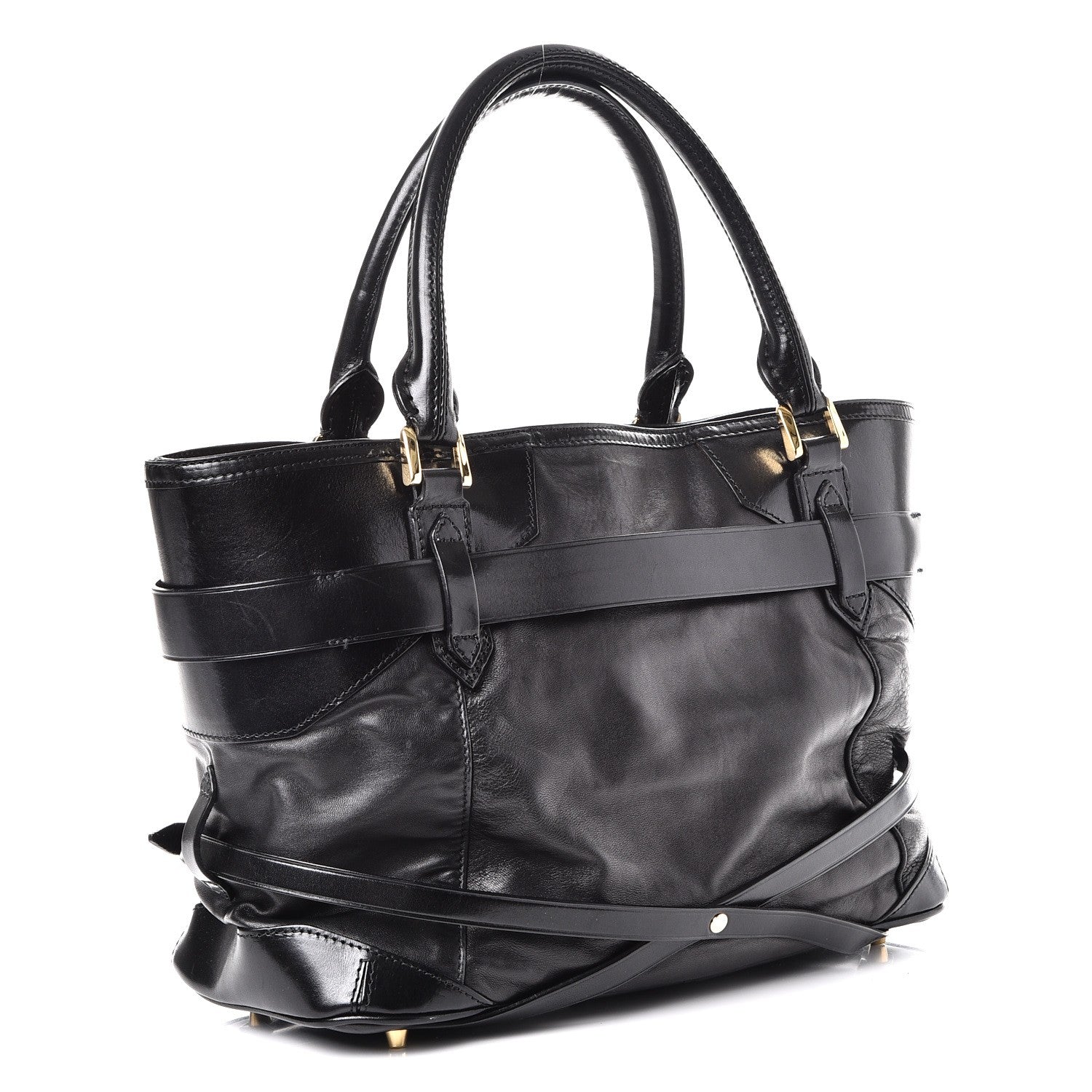 Burberry Lambskin Bridle Calfskin Medium Landscape Lynher Tote Black 3 of 9