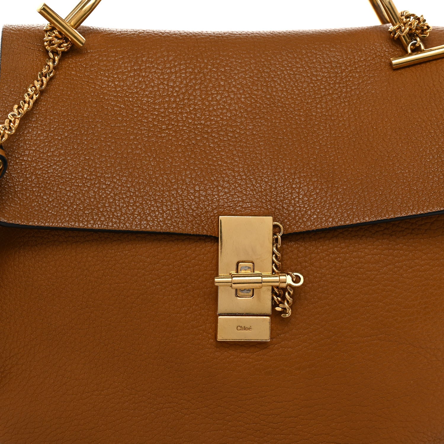 Chloe Grained Lambskin Large Drew Shoulder Bag Caramel 7 of 11