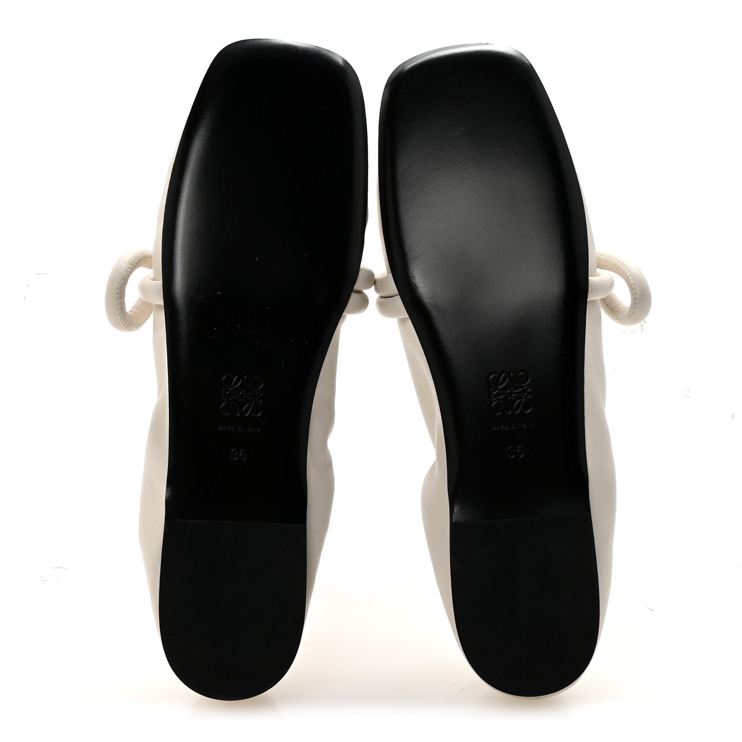 Lambskin Flamenco Knot Ballerina Flats 36 Soft White
