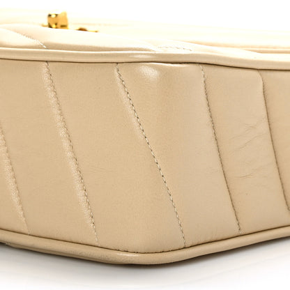 Chanel Lambskin Chevron Quilted Tassel Flap Camera Case Beige 9 of 11
