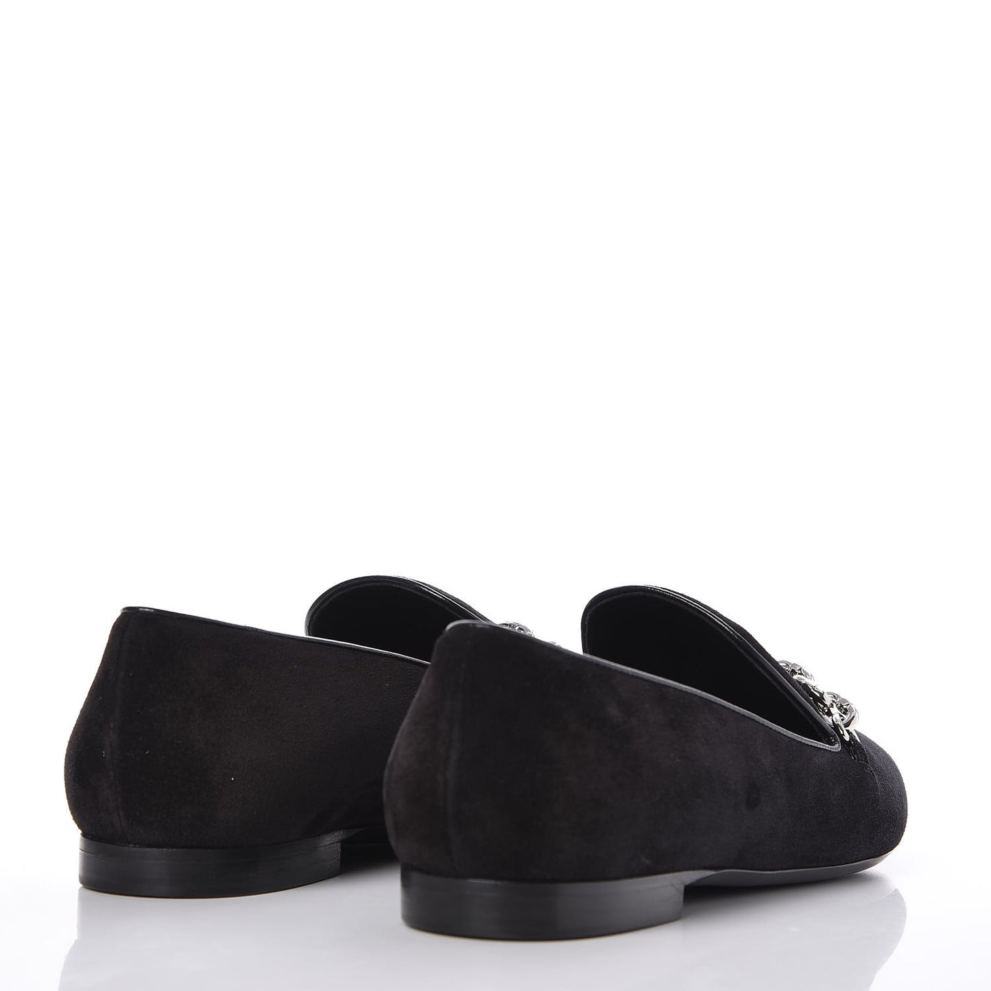 Suede Schoolgirl Flat Slippers 39 Black