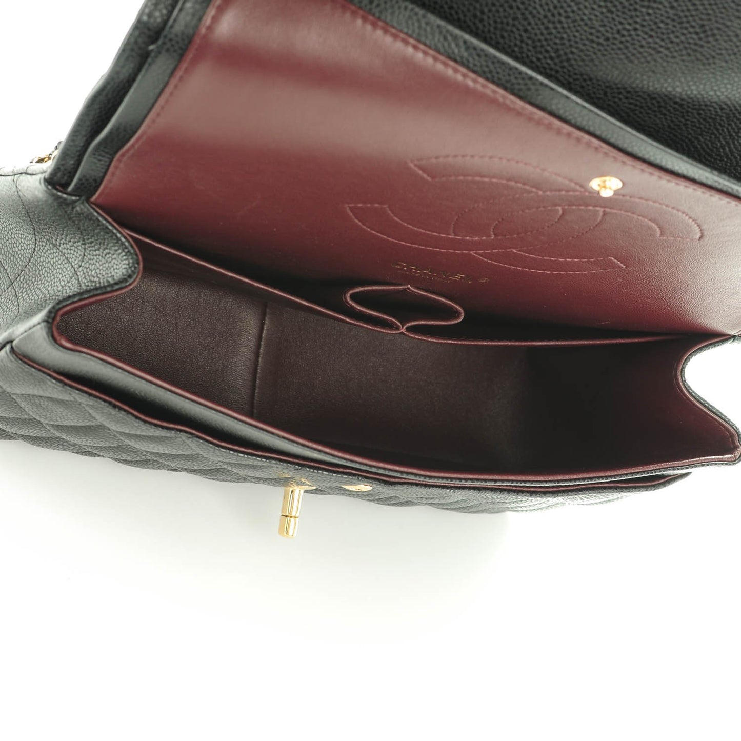 Caviar Quilted Jumbo Double Flap Black