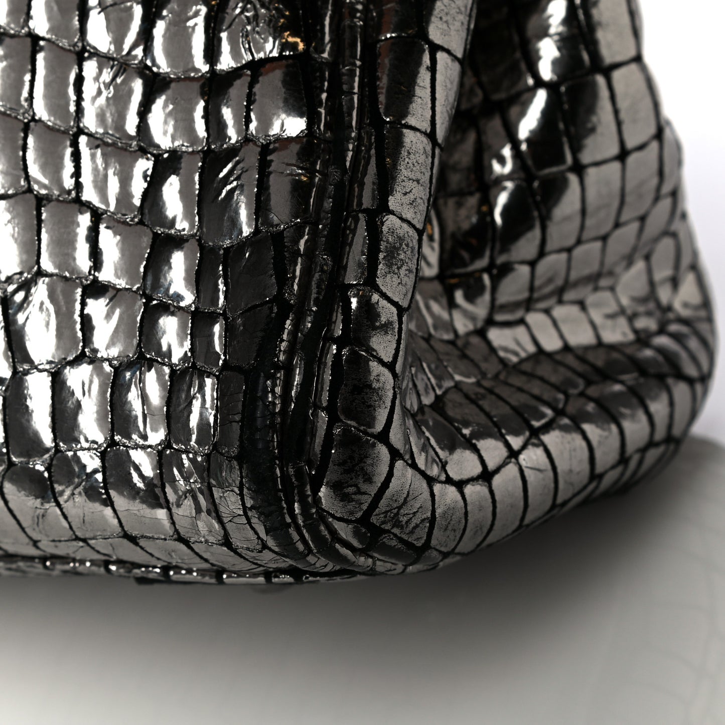 Metallic Crocodile Embossed Calfskin Bayswater Silver