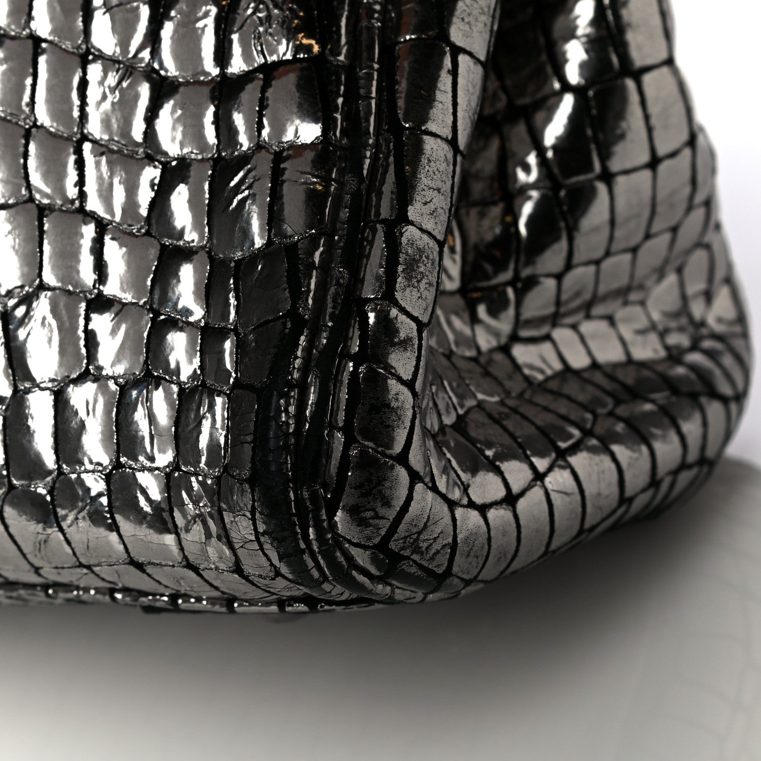 Mulberry Metallic Crocodile Embossed Calfskin Bayswater Silver 9 of 11