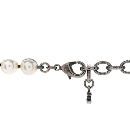 Chanel Pearl Bead CC Long Necklace White Grey 5 of 5