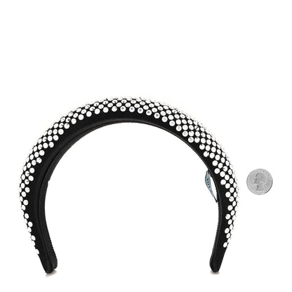 Prada Satin Crystal Embellished Headband Metal 2 of 5