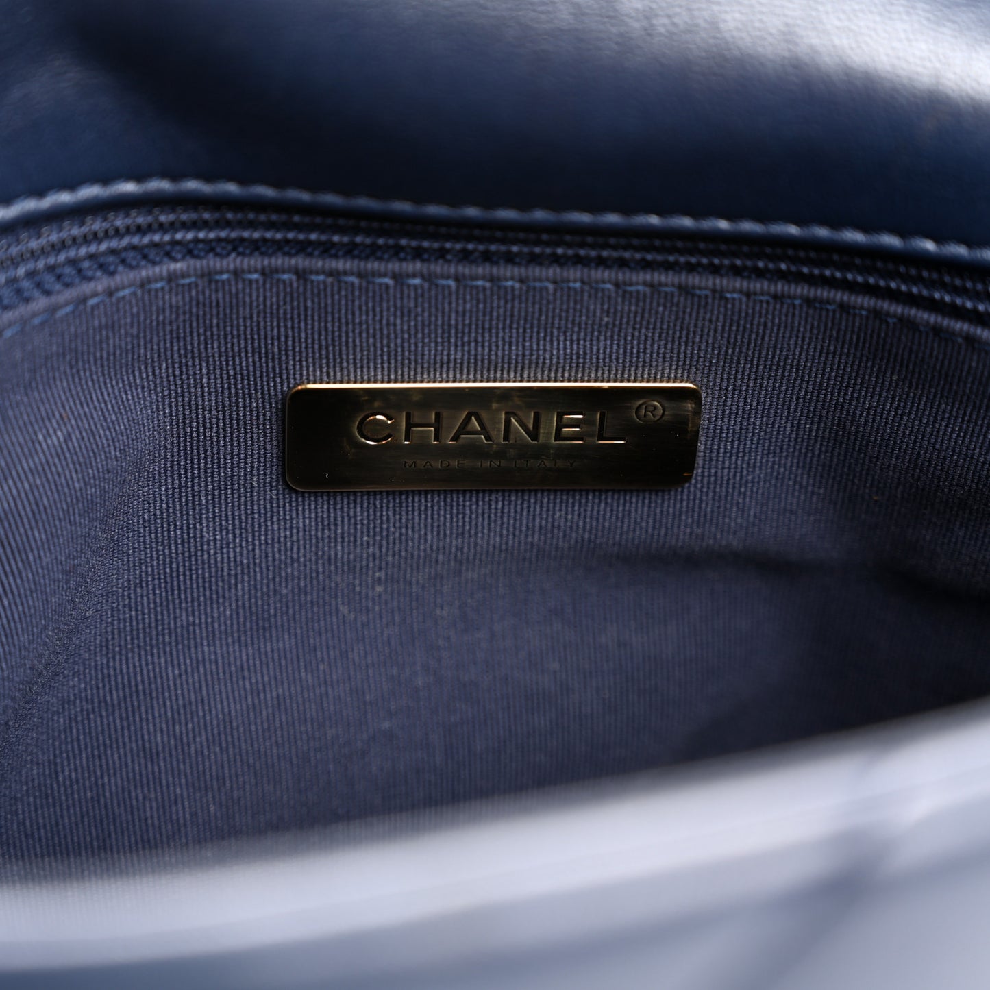 Goatskin Quilted Medium Chanel 19 Flap Navy Blue