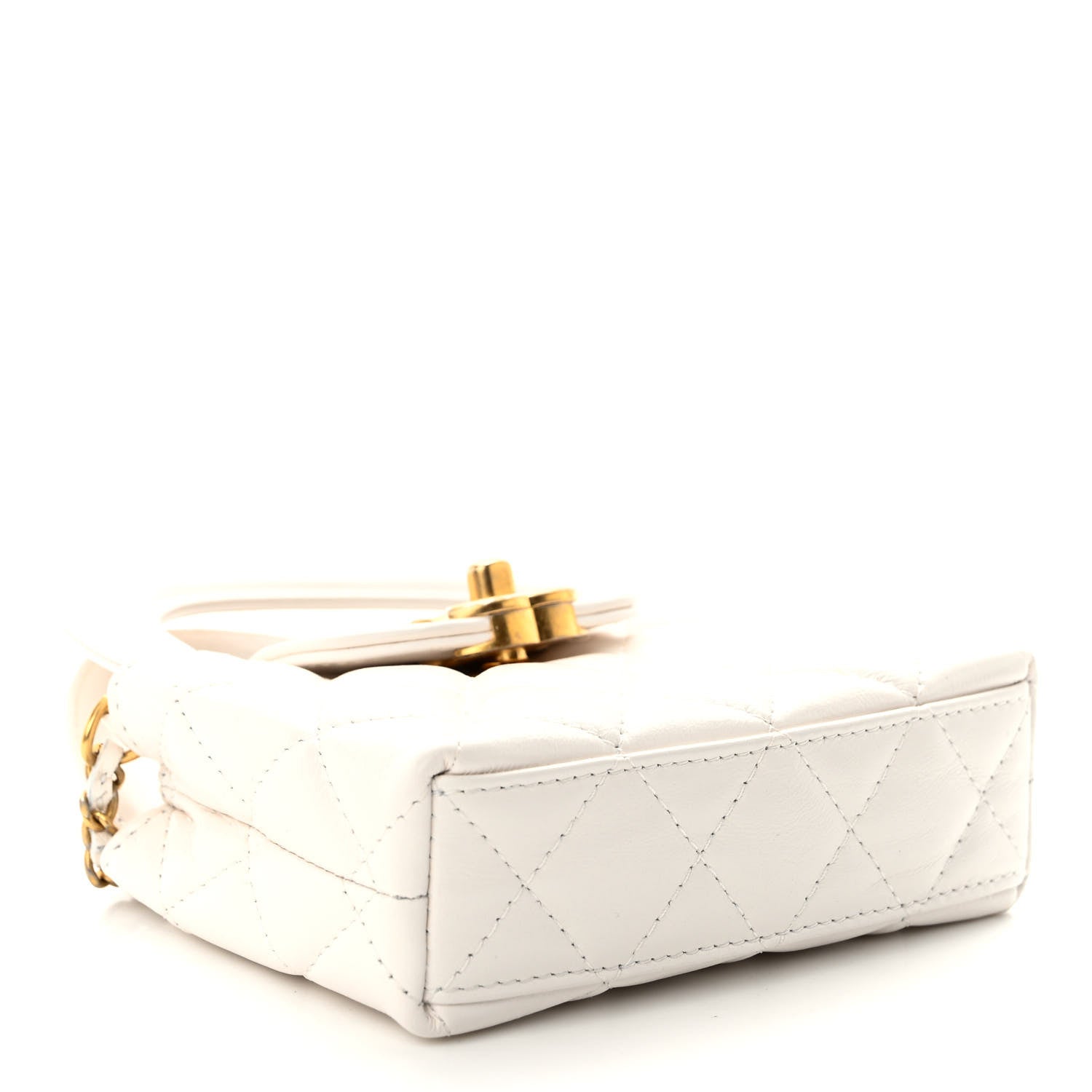 Chanel Shiny Aged Calfskin Quilted Mini Nano Kelly Shopper White 4 of 11