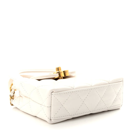 Chanel Shiny Aged Calfskin Quilted Mini Nano Kelly Shopper White 4 of 11