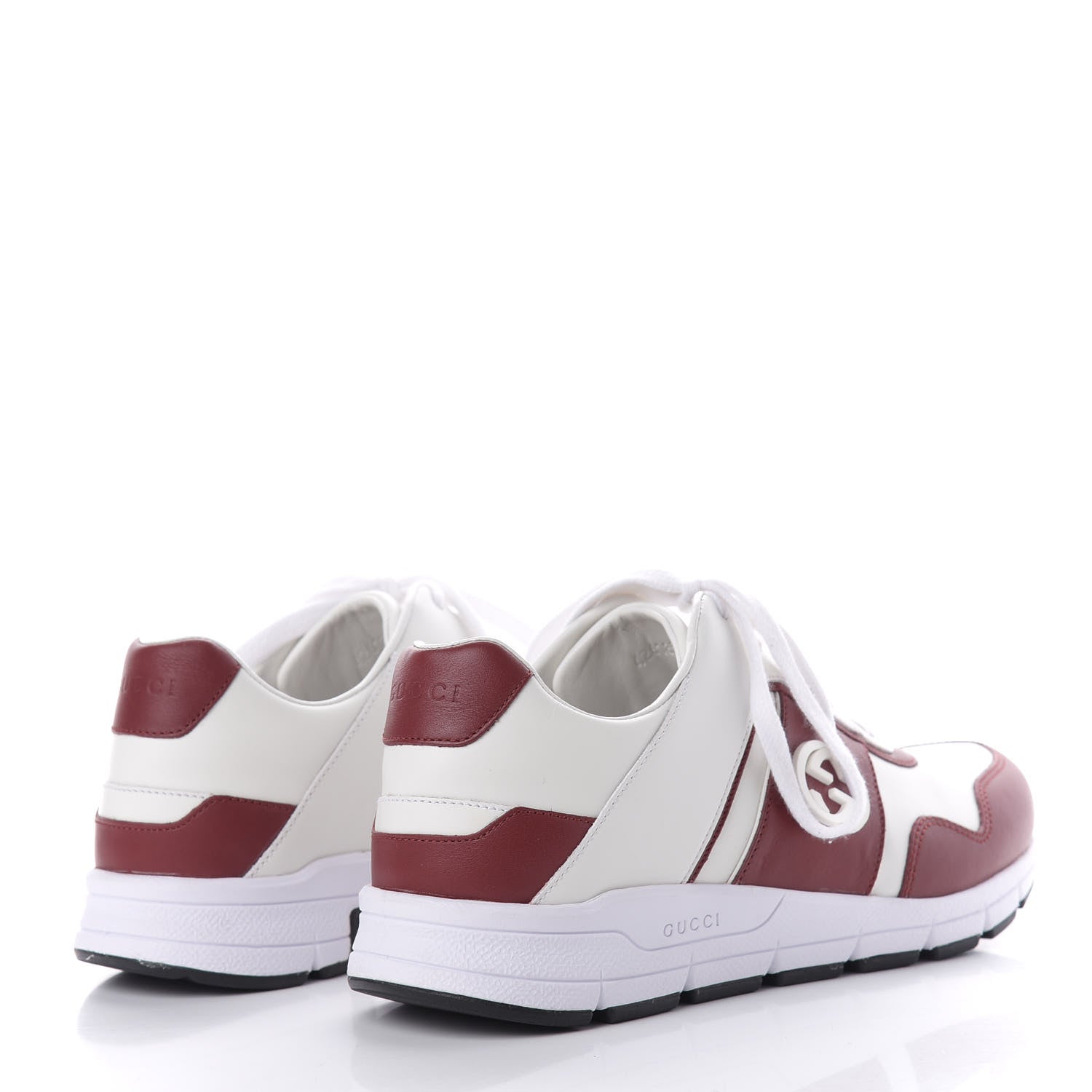 Gucci Calfskin Womens Interlocking G Sneakers 39 Rosso White 4 of 10