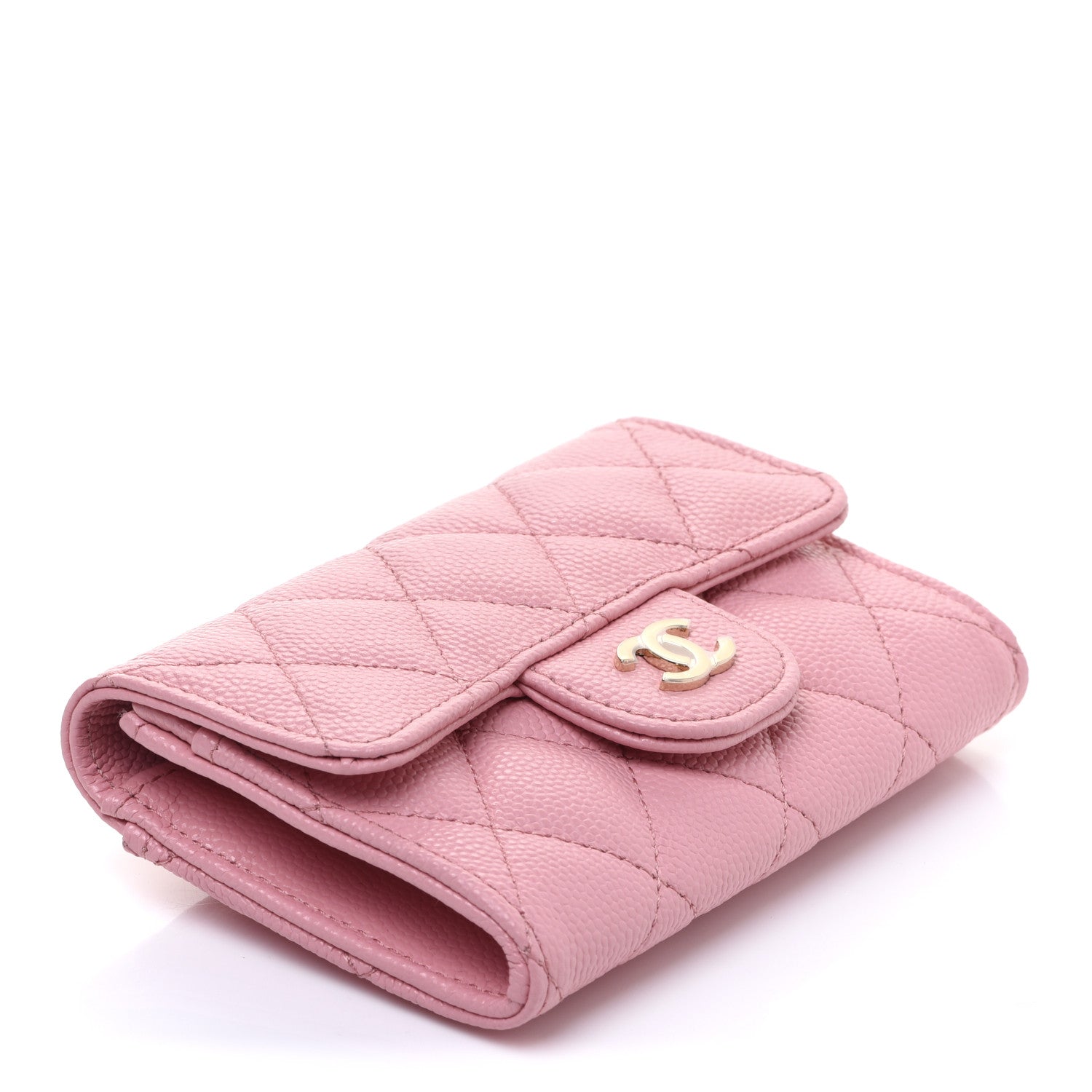Chanel Caviar Quilted Flap Card Holder Wallet Light Pink 4 of 9