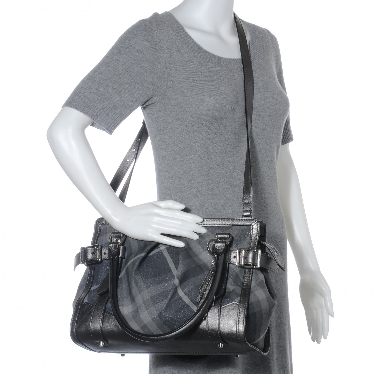 Leather Shimmer Check Tote