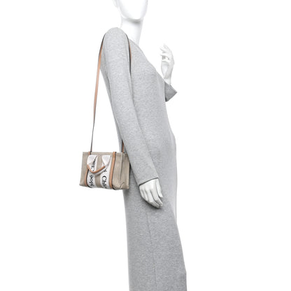 Chloe Linen Calfskin Mini Woody Ribbon Tote White Beige 2 of 10