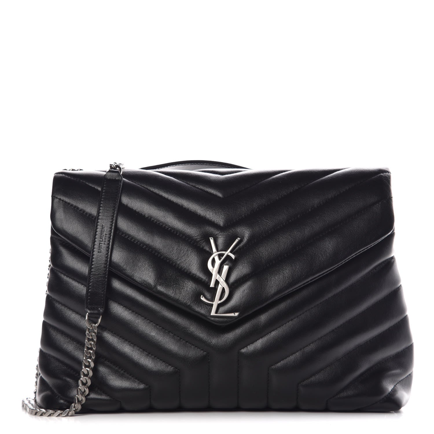 Saint Laurent Calfskin Y Quilted Monogram Medium Loulou Chain Satchel Black 1 of 9