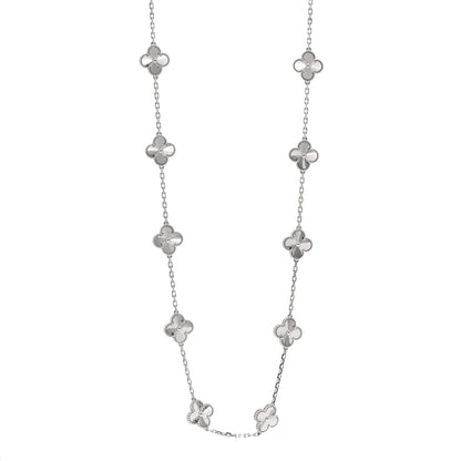 Van Cleef & Arpels 18K White Gold 20 Motifs Guilloche Vintage Alhambra Necklace 1 of 5