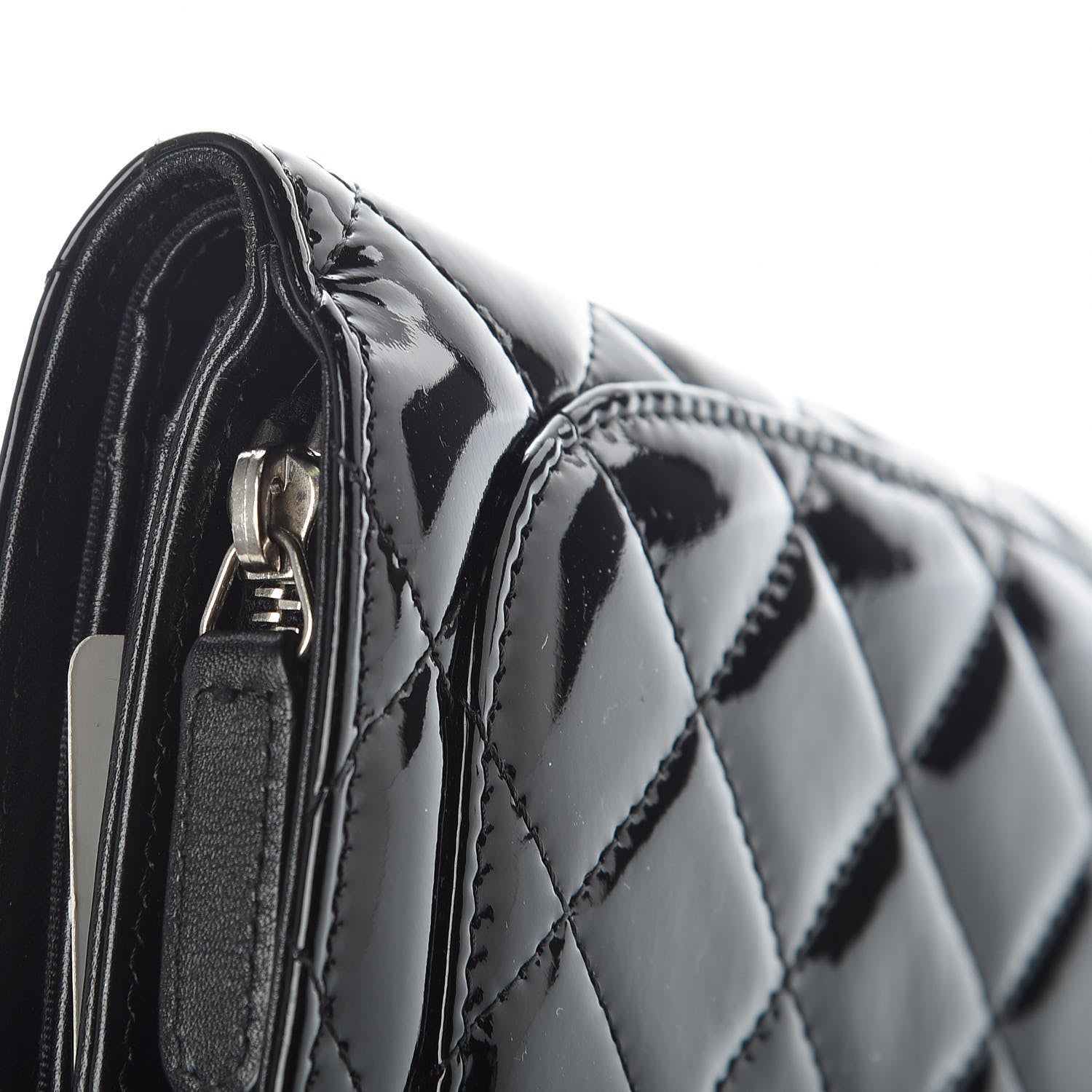 Chanel Patent Quilted Zip Pocket Wallet Black 10 of 11
